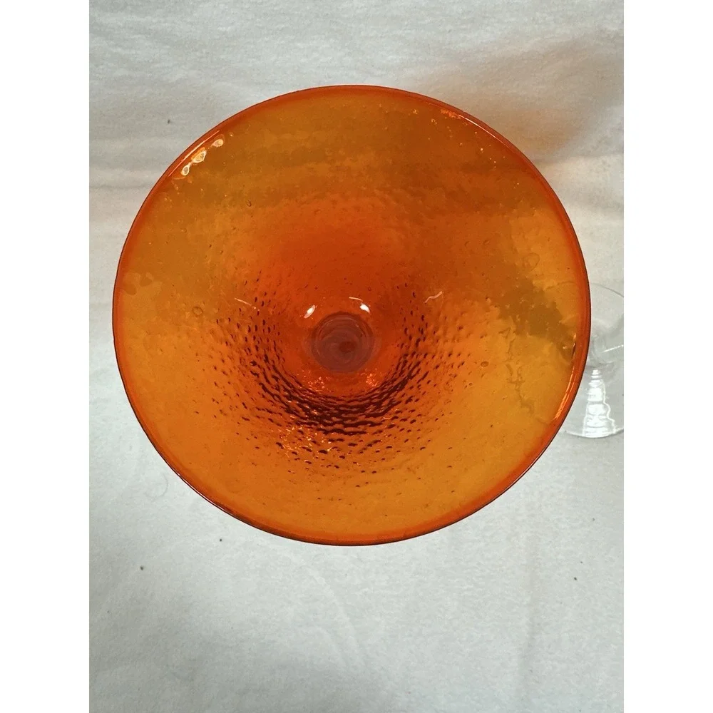 Orange Margarita Glasses Martini Cocktail Seeded Hand Blown 6.5